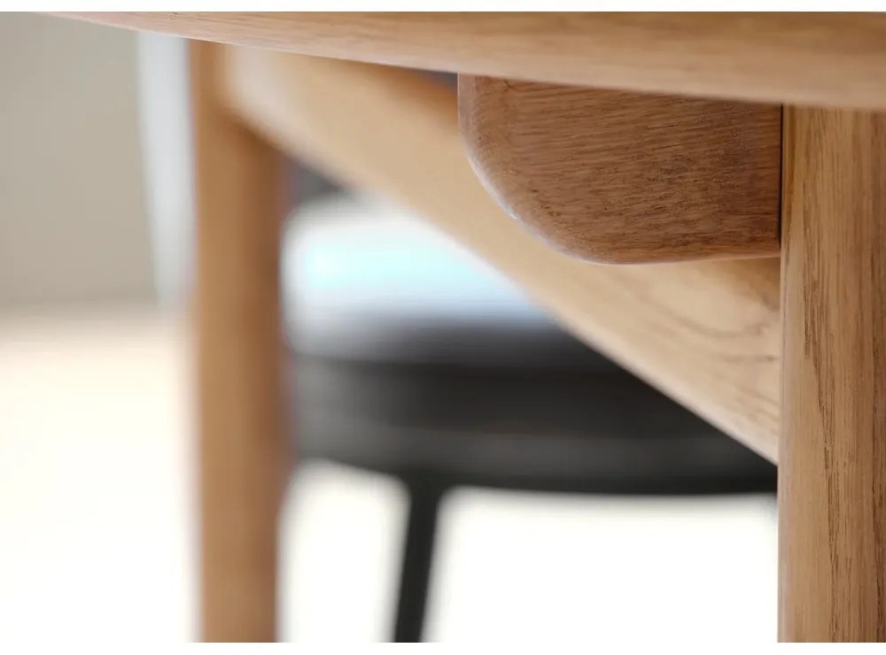 Masă de dining rotundă extensibilă cu aspect de lemn de stejar ø 120 cm Carno – Unique Furniture