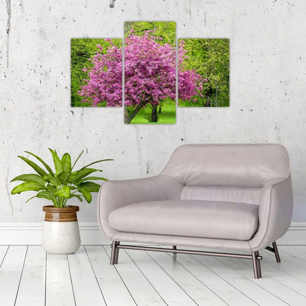 Tablou cu pom înflorit pe luncă (90x60 cm)