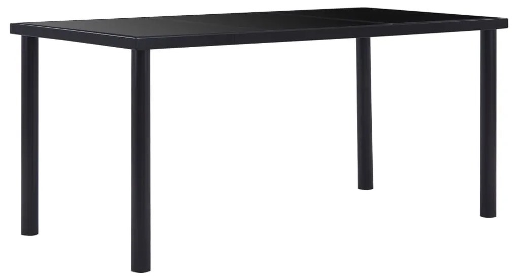 vidaXL Masă de bucătărie, negru, 160 x 80 x 75 cm, sticlă securizată