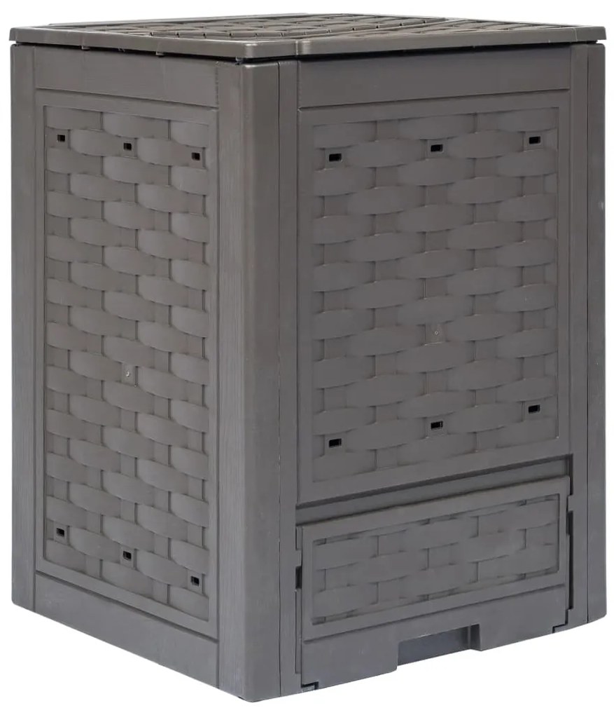 vidaXL Compostor de grădină, maro, 60x60x83 cm, 300 L plastic ratan