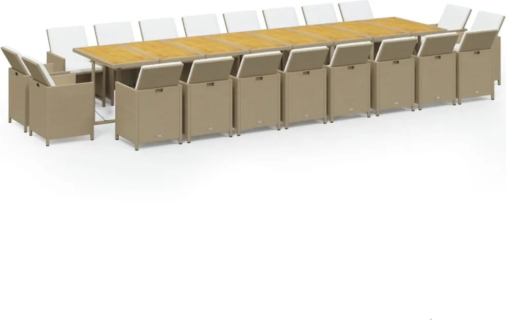 vidaXL Set mobilier de grădină cu perne, 21 piese, bej, poliratan