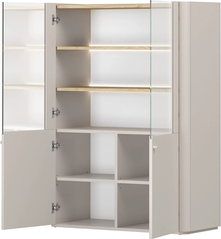 Vitrină cu două uși Elivo 100 cm - cașmir / stejar uleiat