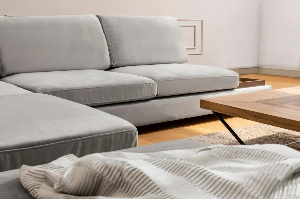 Coltar Tulip Corner Left With Pouf, Gri Deschis
