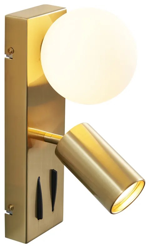 Lampă de perete modernă din alamă cu 2 lumini, reglabilă, cu port USB-C - Lesly