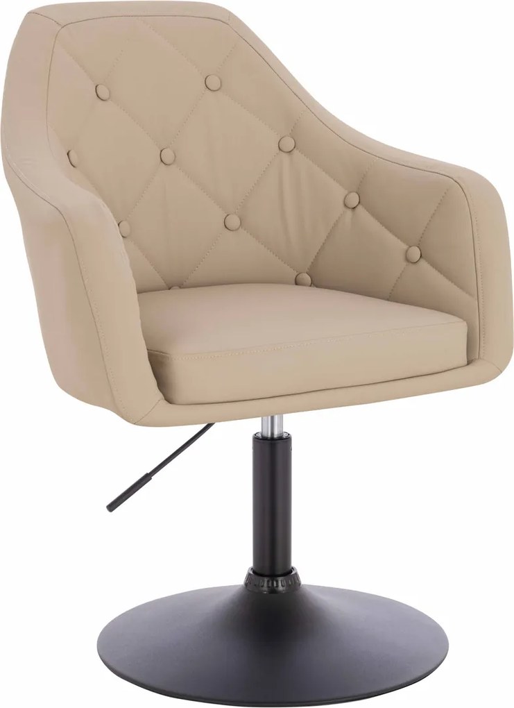 HR831N Scaun Crem Piele Ecologica Premium Soft cu Bază Neagră