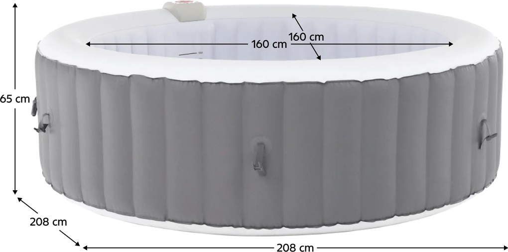 Cada cu hidromasaj gonflabil, gri/alb, 4-6 pers., 1000 l, KAMINO NEW TYP 2