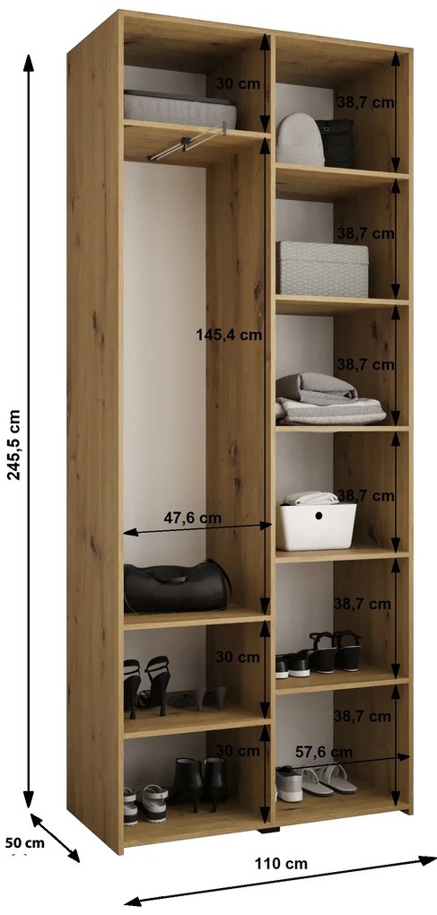 Dulap de haine 110 cm Carmela 50-1 (alb + Auriu). 1126682