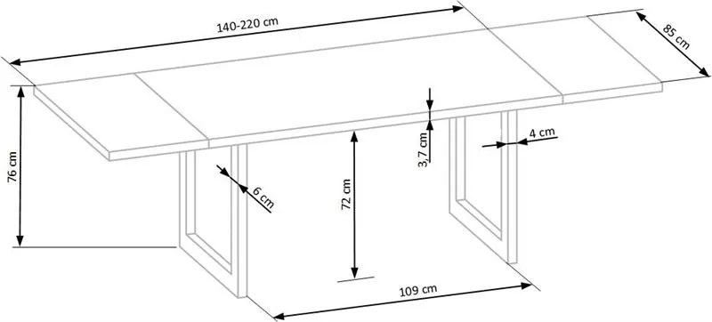 Masa extensibila de dining cu blat din stejar RADUS 140(220)x85