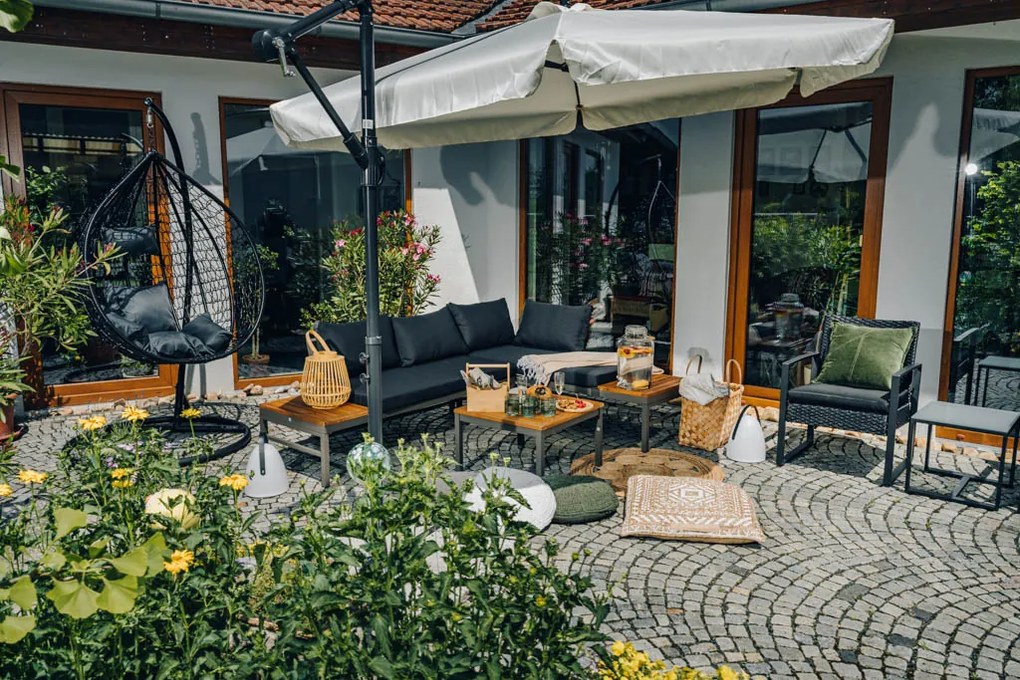 Scaun suspendat gri KOKON cu suport, perna gri