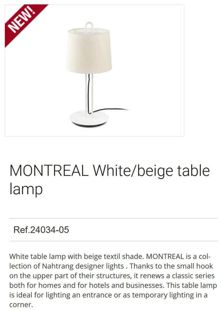 Lampa de masa / Veioza moderna design elegant MONTREAL bej