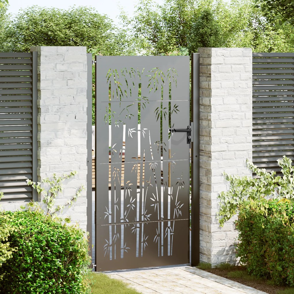 vidaXL Poartă de grădină Negru 110 x 180 cm Oțel vopsit electrostatic