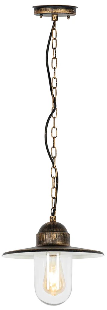 Lampă suspendată rustică pentru exterior auriu antic IP44 - Kansas