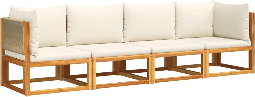 vidaXL Set canapele de grădină cu 4 piese, lemn de acacia și frânghie