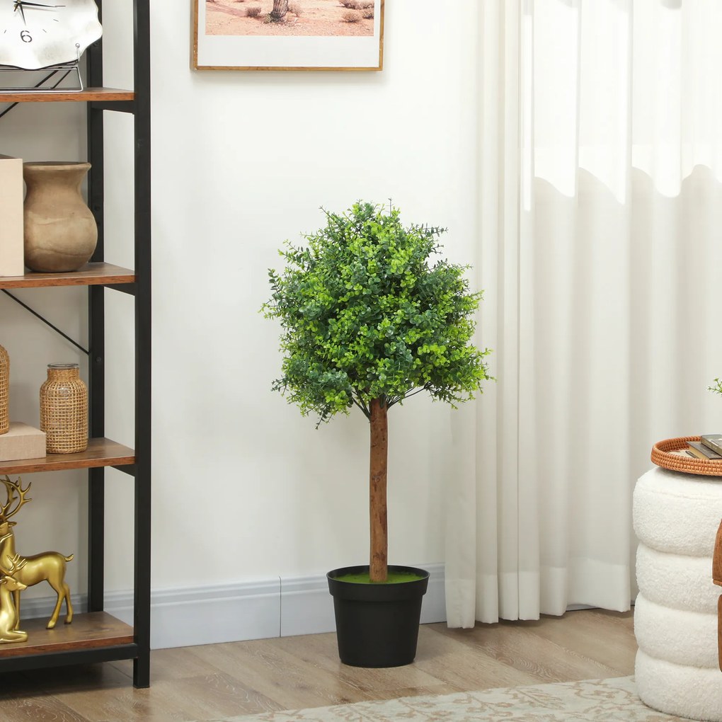 HOMCOM Plantă artificială Buxus 90cm, Plantă artificială în ghiveci de plastic pentru living | Aosom Romania