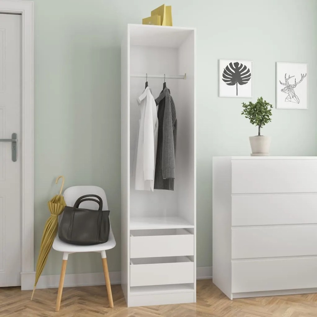 vidaXL Șifonier cu sertare alb extralucios 50x50x200 cm lemn prelucrat