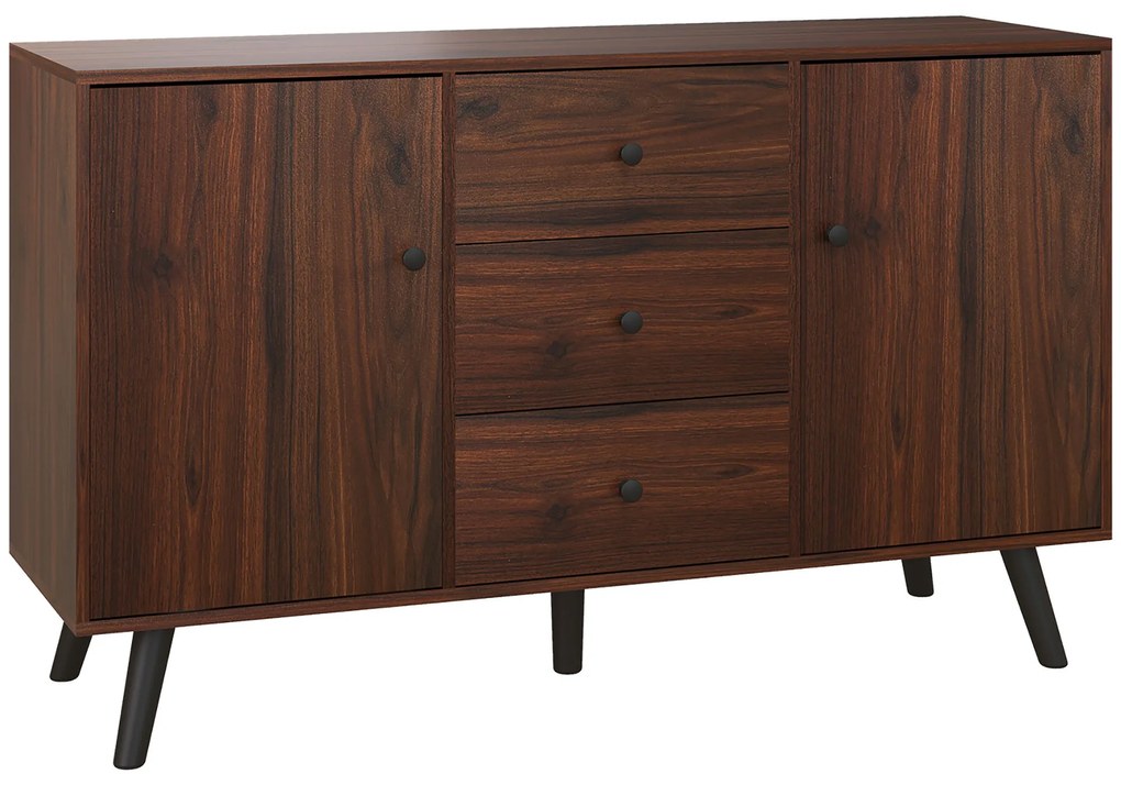 HOMCOM Bufet Modern pentru Sufragerie, Sala de Mese si Intrare din PAL cu 2 Dulapuri si 3 Sertare | Aosom RO