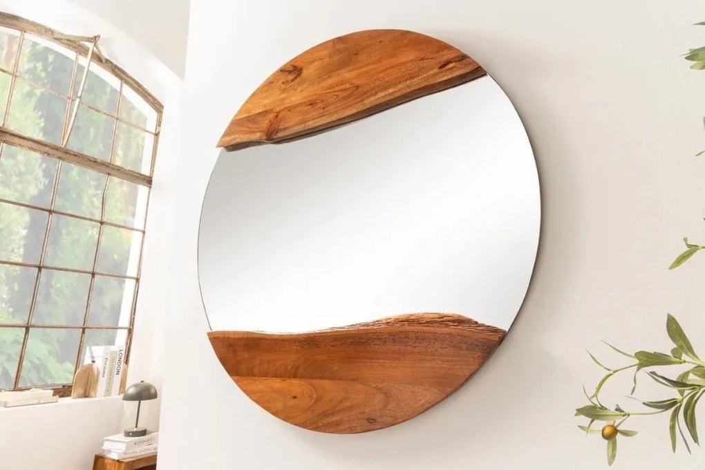 Oglinda decorativa cu margini din lemn Mirror 100cm