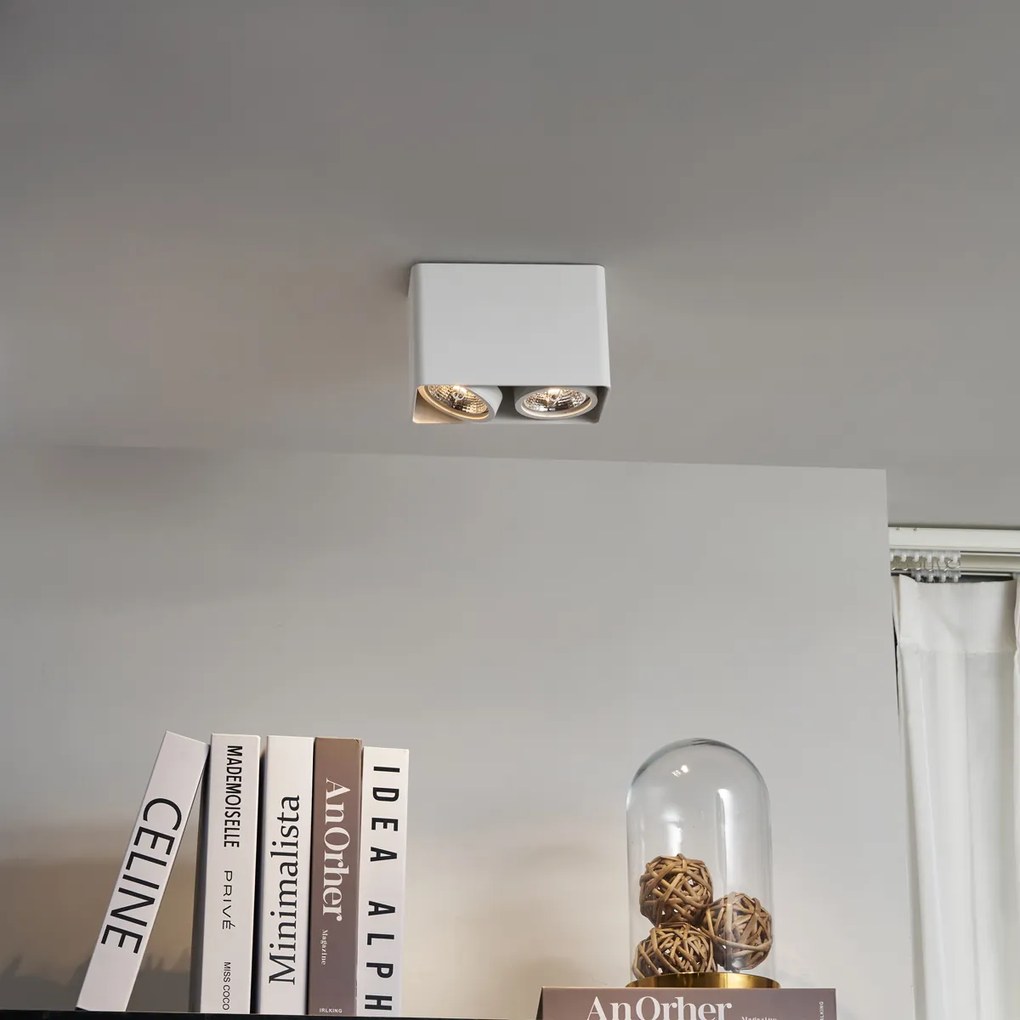 Spot de design alb, montat la suprafață, GU10 70mm, cu 2 lumini, rotativ și înclinabil - Vox