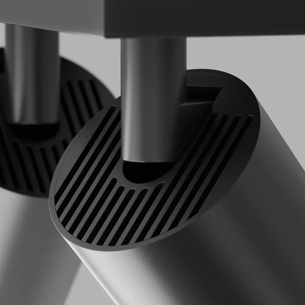 Aplica de perete / tavan cu 2 spoturi directionabile design tehnic Focus S negru