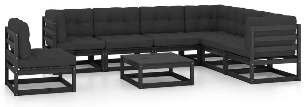 vidaXL Set mobilier grădină cu perne, 8 piese, lemn masiv de pin