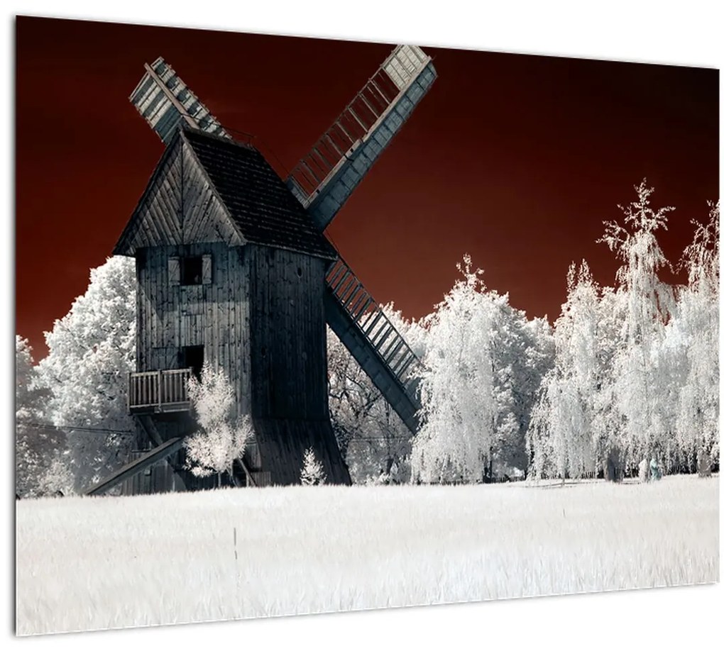 Tablou pe sticlă cu moară (70x50 cm)