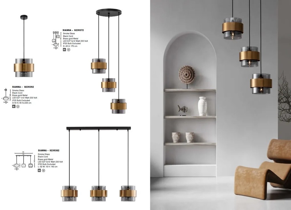 Lustra cu 3 pendule design modern SIANNA