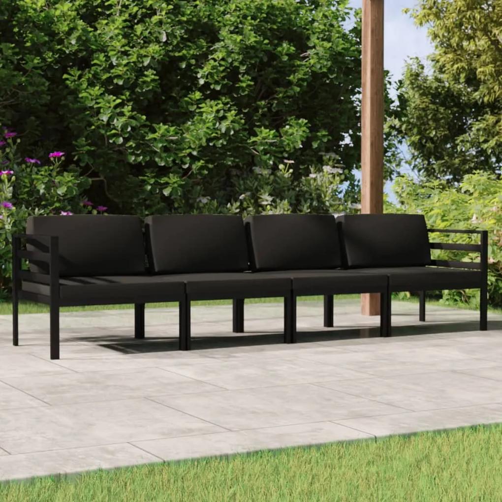 3107777 vidaXL Set mobilier de grădină cu perne, 4 piese, antracit, aluminiu