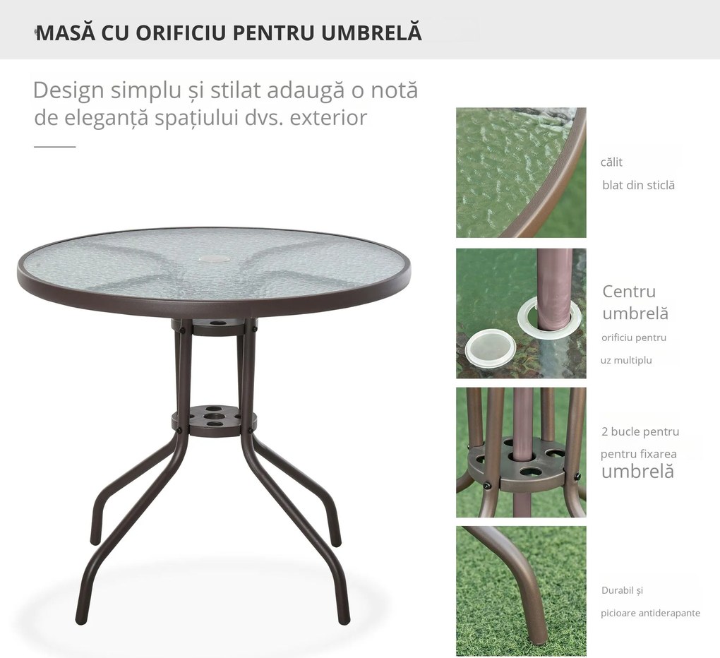 Set Mobilier de Gradina Outsunny cu Tuburi Otel 6 bucati, crem | Aosom Romania