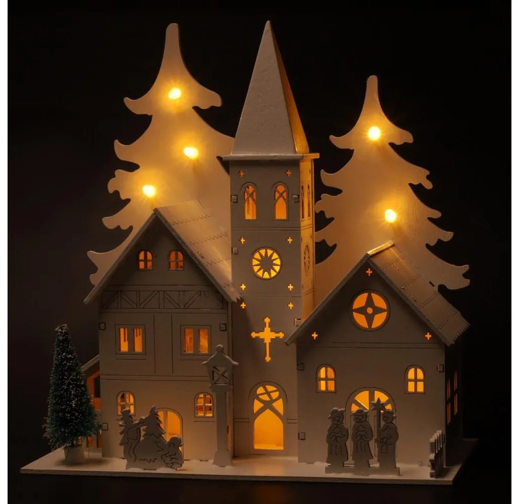 Brilagi - Decorațiune LED de Crăciun, bisericuță, LED/2xAA