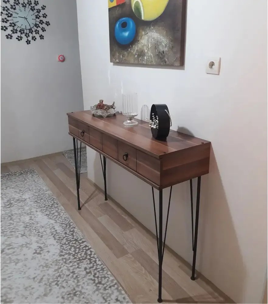 Consola hol Aida cu sertar culoare nuc si negru