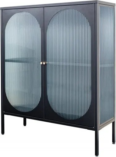 Vitrina moderna din metal si sticla Paris 110cm negru