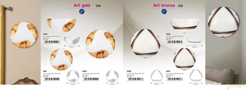 Aplica de perete moderna din sticla, Art gold 1940 RX