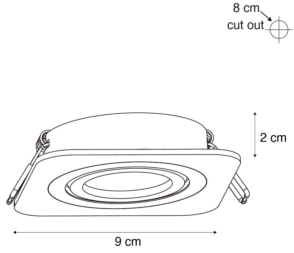 Set de 6 spoturi încastrate rotunjite negre GU10 50mm rotative și înclinabile IP44 - Alberto