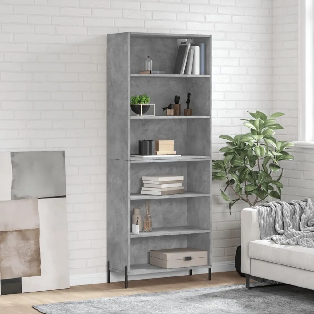 vidaXL Dulap înalt, gri beton, 69,5x32,5x180 cm, lemn compozit