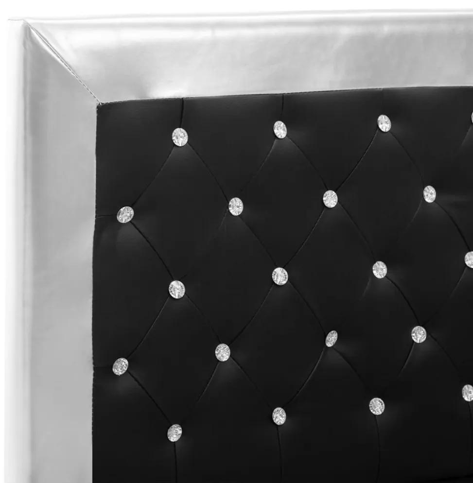 Cadru de pat, negru, 160 x 200 cm, piele ecologica Negru, 160 x 200 cm