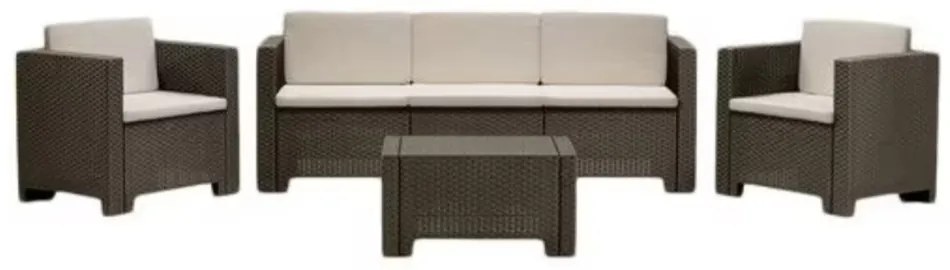 Set mobilier de grădină City cu 5 locuri, maro