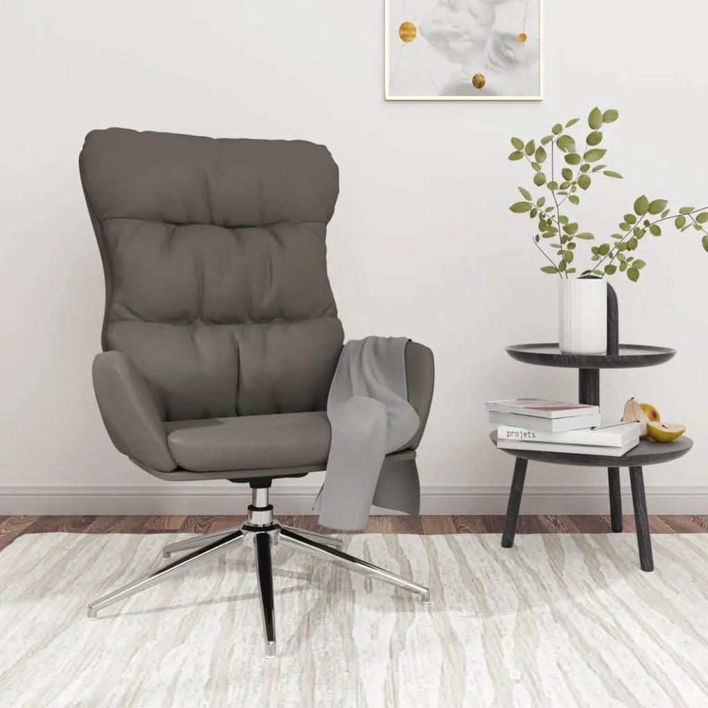 Scaun de relaxare, gri, piele naturală