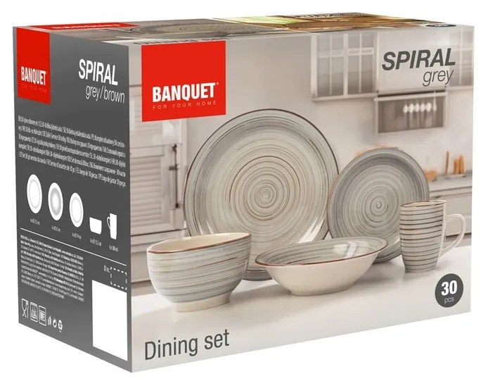 Set de masă Banquet 30 piese Spiral Grey