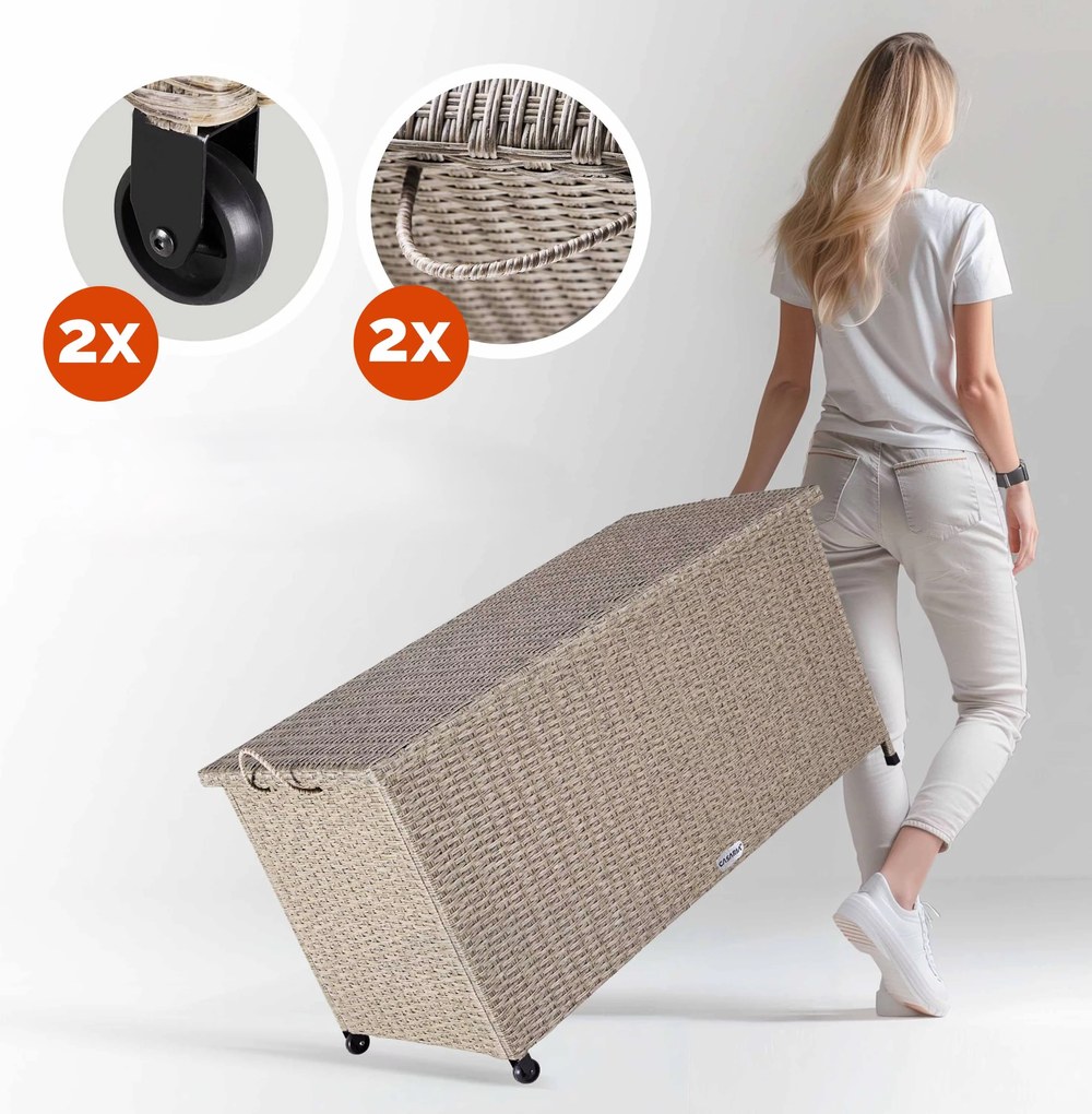 Deuba Cutie depozitare 122cm x 56cm x 61cm - crem cu roti