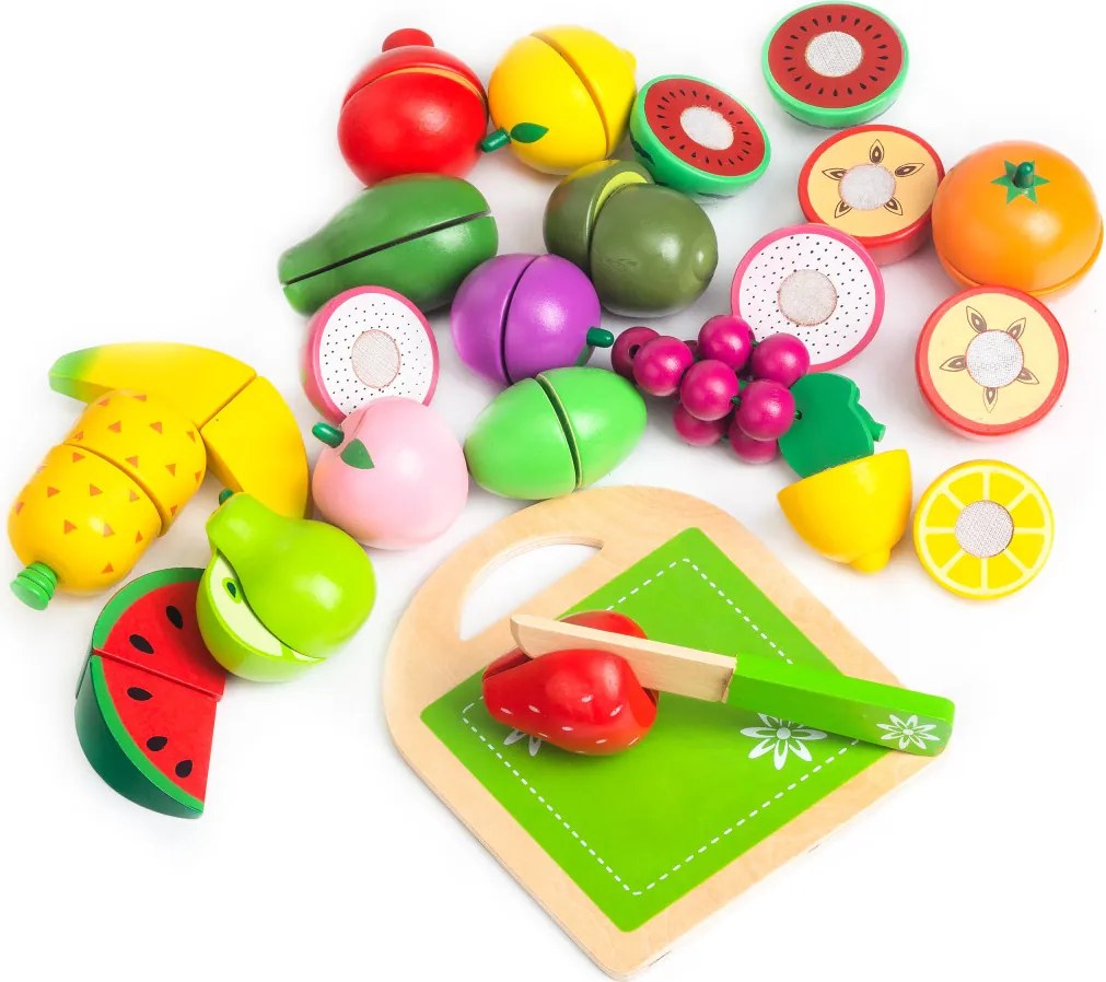 Set tăietor de fructe din lemn, 20 de bucăți