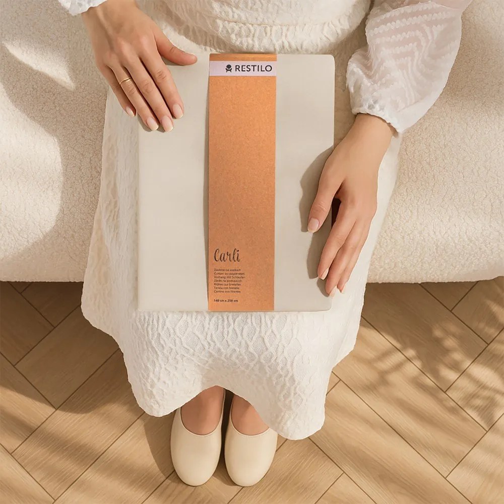 Draperie crem dimout (semi-opacă) 140x250 cm Carli Tie – Restilo