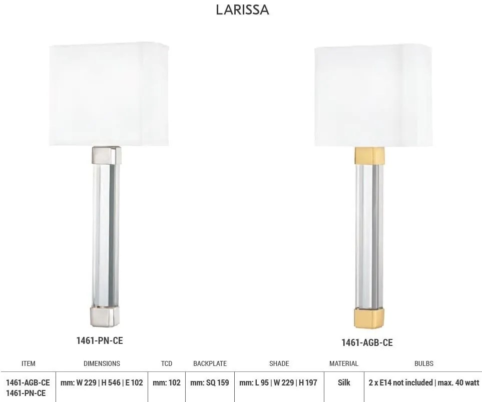 Veioza, lampa de masa, design modern LARISSA nichel lustruit