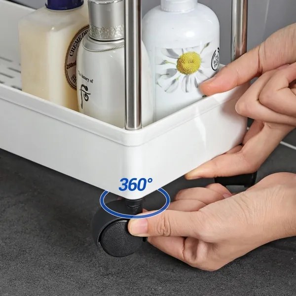 Cărucior de depozitare pe roți MARGE, alb