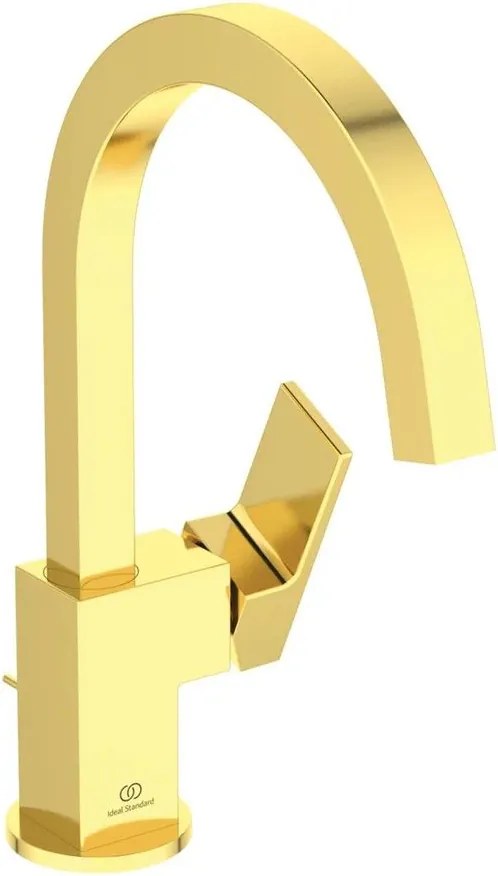 Baterie lavoar Ideal Standard Atelier Extra pipa rotativa auriu periat cu ventil Pop-Up