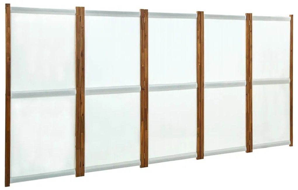 315608 vidaXL Paravan de cameră cu 5 panouri, alb crem, 350x170 cm
