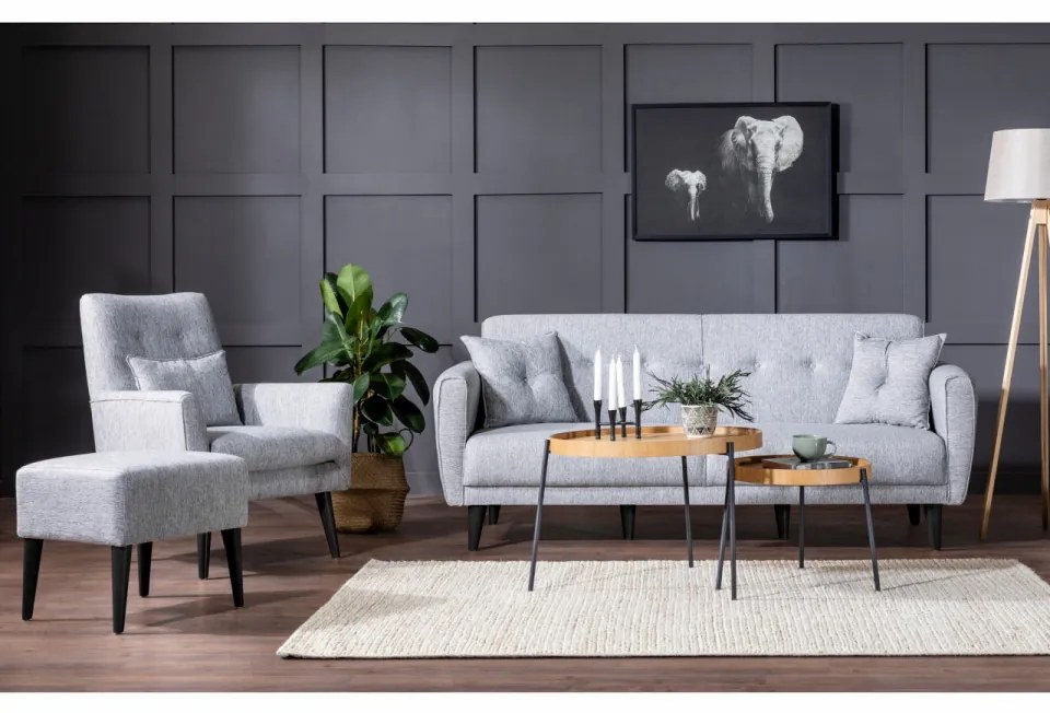 Set Canapea Extensibilă si Fotoliu Aria - S, Gri