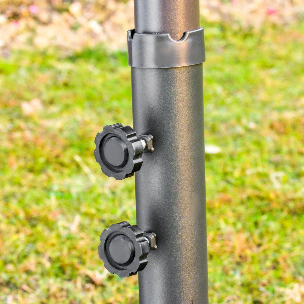Outsunny Umbrelă de grădină exterioară, umbrelă dublă rectangulară 4,6L x 2,7l x 2,4H m cu deschidere și închidere cu manivelă, saci de greutate și bază incluse, pentru balcon, piscină, gri | Aosom Romania