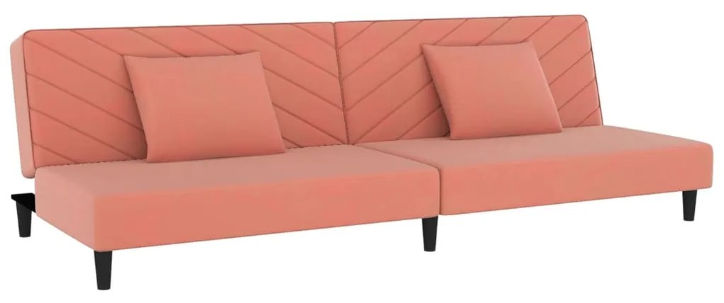 337621 vidaXL Canapea extensibilă cu 2 locuri, 2 perne, roz, catifea