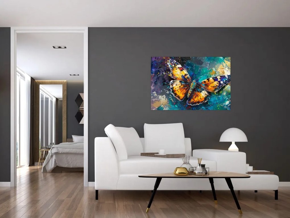 Tablou - Fluture, pictură în ulei (90x60 cm)