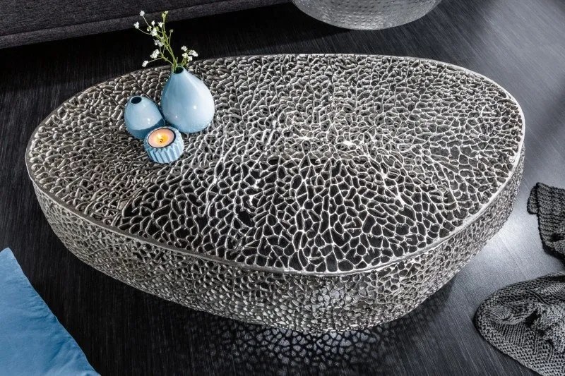 Masuta cu aspect deosebit Leaf 120cm, argintiu